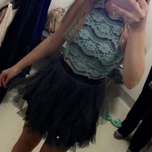 Hocoming sparkly two-piece dress